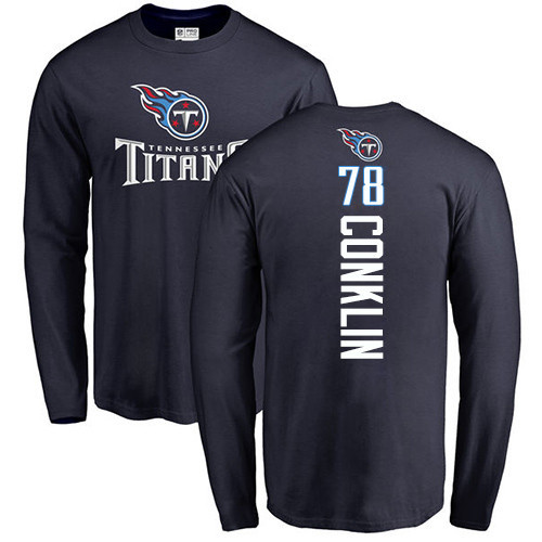 Tennessee Titans Men Navy Blue Jack Conklin Backer NFL Football #78 Long Sleeve T Shirt->nfl t-shirts->Sports Accessory